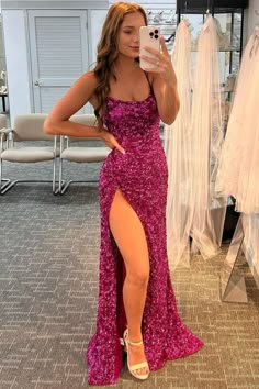 Fuchsia Sequins Mermaid Long Formal Dress – Modsele Sequin Prom Dresses Mermaid, Robe Fuchsia, Trumpet Prom Dress, Sequin Prom Dress, Sequin Evening Dresses, Party Kleidung, Sequin Prom Dresses, Mermaid Evening Dresses, Evening Party Dress