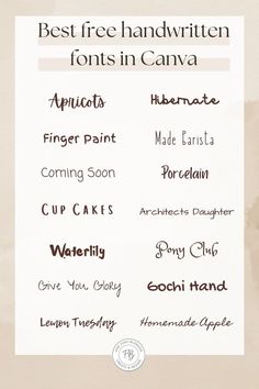 Best Canva handwritten fonts Best Free Handwritten Fonts, Font Canva Lettering, Fonts In Canva, Best Canva Fonts, Free Cursive Fonts, Free Handwritten Fonts, Keyword Elements Canva, Canva Fonts, Canvas Learning