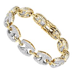 This stylish diamond bracelet for ladies features a stylish Gucci link design, each link is made from 14k gold and is fully paved in sparkling round diamonds with a total carat weight of all diamonds 5 carats. Bracelets Gucci, Ladies Bracelet, Link Design, Trendy Fashion Jewelry, Men Bracelet, Diamond Bangles Bracelet, Golden Earrings, Bracelets Gold Diamond, Bracelet Chain