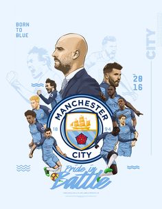 the manchester city team is depicted in this poster