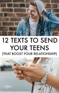 the text reads, 12 texts to send your teens