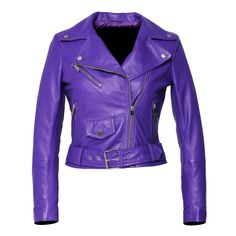 Womens Moto Nappa in Deerskin Emboss Patent Purple Leather Jacket - FADCLOSET Trendy Leather Jacket, Purple Leather Jacket, Orchid Purple, Moto Style, Deer Skin, Sheep Leather, Lady Biker, Genuine Leather Jackets, Purple Leather