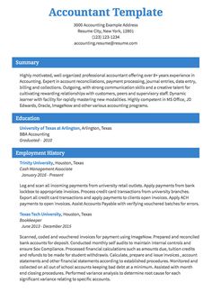 a professional resume template with blue accents