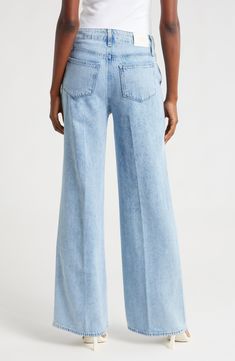 A tie at the high waist adds weekend-ready style to full-length, casual-chic wide-leg jeans made from soft, nicely draped nonstretch denim. 30 1/2" inseam; 22" leg opening; 11 1/2" front rise; 16" back rise (size 29) Tie waist Five-pocket style 60% cotton, 40% lyocell Machine wash, tumble dry Imported Trendy High Waist Flare Jeans For Elevated Casual, Trendy High Waist Flare Jeans For Elevated Casual Occasions, Light Wash Wide Leg Flare Jeans For Work, Wide Leg Light Wash Flare Jeans For Work, Elevated Casual Wide Leg Denim Flare Jeans, Trendy High Rise Wide Leg Pants For Spring, Chic Full Length Bottoms For Elevated Casual Look, Trendy Flare Jeans For Elevated Casual, Chic Full Length Bottoms For Elevated Casual Occasion