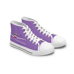 Rockwell Commander Women's High Top Sneakers - Lilac. Made with breathable polyester canvas and featuring hi-poly deodorant memory foam insoles, these women's high top sneakers bear all the marks of an awesome shoe.  .: Breathable polyester canvas .: Hi-poly deodorant memory foam insoles .: EVA shock-absorbing layer .: Full wraparound print (left side, right side, tongue) .: Durable rubber outsole .: Black or white decoration Slip-resistant High-top Canvas Sports Shoes, Purple High-top Canvas Sneakers, Purple Canvas High-top Sneakers, White Sole High-top Sneakers Slip-resistant Lace-up, Slip-resistant High-top Lace-up Sneakers With White Sole, Slip-resistant White-sole High-top Lace-up Sneakers, Slip-resistant Lace-up High-top Sneakers, Shoes Trainers, Nice Shoes