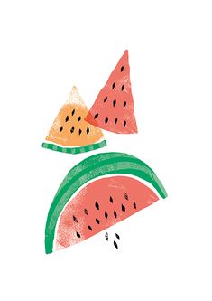 three slices of watermelon on top of each other