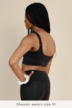 Longline Sports Bra for Women in black color Versatile Compressive Activewear, Versatile Compressive Activewear For Everyday, Black 4-way Stretch Activewear, Everyday Black Activewear With Light Support, Black Everyday Activewear With Light Support, Everyday Black Activewear With 4-way Stretch, Stretch Activewear For Travel, Functional Everyday Sports Bra With Adjustable Straps, Recycled Polyester Sports Bra With Built-in Bra