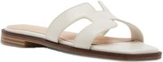 Summer Slides With Open Heel, Modern Slip-on Summer Flats, Trendy Summer Slides With Open Heel, Modern Flat Sandals For Spring, Modern Flat Heel Sandals For Summer, Modern Open Heel Footbed Sandals For Spring, Elegant Spring Vacation Flats, Elegant Spring Flats For Vacation, Modern Summer Flats With Round Toe