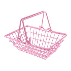 a pink shopping basket on a white background