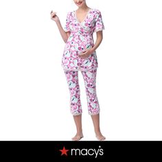 in stock Nursing Pajama Set, Nursing Pajamas, Koi, Pajama Set, Pajamas, Floral, Pink