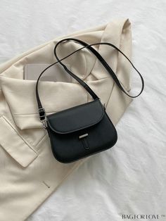 BagForLove - Compact Flap Bag with Exquisite Stitch Detailing Small Bags Aesthetic, Mini Crossbody Bag Outfit, Cute Purses For Teens, Mini Bags Aesthetic, Small Sling Bags, Black Sling Bag, Crossbody Bag Outfit, Simple Purse, Small Black Purse