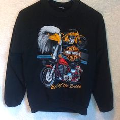 Vintage Harley Davidson Motorcycle Sweatshirt Best Of The Breed. Size Small/ Medium Tag Has Been Removed Yellow Crew Neck Top With Graphic Print, Vintage Harley Davidson Motorcycles, Shirts Vintage, Harley Davidson Motorcycle, Motor Harley Davidson Cycles, Harley Davidson Shirt, Vintage Harley Davidson, Vintage Harley, Yellow Black