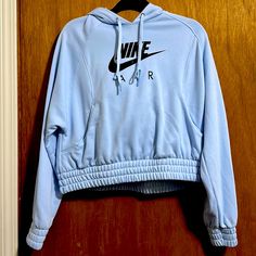 Brand New Baby Blue Medium Nike Hoodie. The Length Comes Up A Little Higher Than Normal Like A Slightly Cropped Hoodie. Never Worn Before Nike Baby Blue Sweatshirt, Black Nike Sweatshirt, Nike Cropped Hoodie, Nike Crew Neck, Running Hoodie, Nike Crewneck, Vintage Sportswear, Nike Pullover, Grey Crewneck