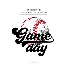 an image of the game day logo on a white background with black and red lettering