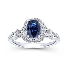 14k White Gold Fashion Diamond A Quality Sapphire Ladies' Ring Modern Oval Rings With Diamond Accents, Elegant Oval Halo Ring With Polished Finish, Oval Halo Ring With Polished Finish, Modern Oval Jewelry With Halo Setting, Ladies Rings, Buying An Engagement Ring, Diamond Halo Ring, Aquamarine Engagement Ring, Ladies Ring