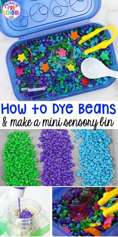 how to dye beads and make a mini snowy bin for play with your toddlers