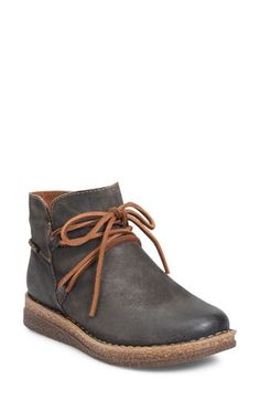 This rugged chukka boot raised on a subtle wedge is outfitted with cushioned support and a flexible sole to keep you totally comfortably. Leather upper/textile lining/rubber sole Imported Chukka Boots Women, Leather Shoe Laces, Leather Loafers Women, Shoes Boots Ankle, Sole Shoes, Distressed Leather, Leather Loafers, Chukka Boots, Leather And Lace