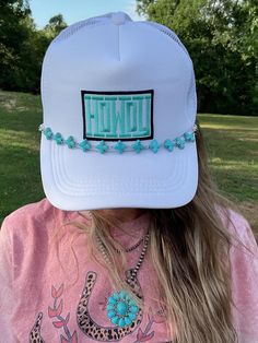 ❤️This listing is for the exact hat show in pictures! ❤️ Material: 100 % Polyester Hat Unique Patches ❤️Size: One Size Adult Hat  It is SnapBack so it is adjustable from 20"-23.5" ❤️This custom trucker cap is the perfect unique gift! It is perfect for the beach, ball park, or dress it up for a night out!  ❤️ Free shipping White Adjustable Trucker Hat For Rodeo, White Snapback Hat For Festivals, Trendy White Hat Bands With Flat Brim, Trendy White Flat Brim Hat Bands, White Trucker Hat For Festivals, One Size Fits Most, Adjustable White Baseball Cap For Festivals, White Curved Brim Baseball Cap For Festival, White Trucker Hat For Festival, White One Size Trucker Hat For Festivals