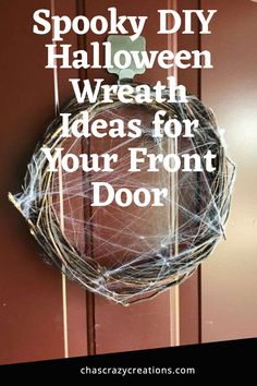 Spooky DIY Halloween Wreath Ideas for Your Front Door Diy Halloween Wreaths For Front Door, Halloween Grapevine Wreath, Dollar Tree Diy Halloween, Halloween Wreath Ideas, Cottage Patio, Spooky Diy, Deck Makeover, Painted Post, Diy Halloween Wreath