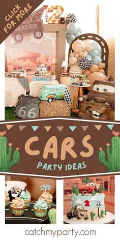 cars birthday party ideas including cupcakes, cakes and desserts