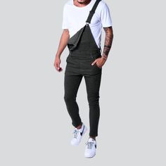 Be on-trend this spring-summer season with our 2023 Collection's Skinny Color Men's Denim Jumpsuit ââ‚?the perfect combination of urbane style and sophistication!Why You'll Love ItThis jumpsuit will make you stand out from the crowd with its unique details. It is made from stretchy fabric and features color-contrasting suspenders and buttons closure. The sleek slim fit type is designed to hug your form while looking stylish and feeling informal.Key Highlights: Statement Piece: Make a bold fashio Jean Jumpsuit, Denim Patterns, Jumpsuit Online, Oversized Denim Jacket, Red Jumpsuit, White Jumpsuit, Urban Chic, Wearing Clothes, Denim Jumpsuit