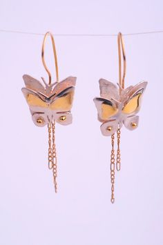 #Butterfly #Earrings, #Dangle, 9k Gold Hook, Silverd Decorated With Gold, Romantic, Any Outfit, #Valentine, for Nature Lovers,#accessories #JewelryByVita www.etsy.com/listing/89091349 Valentines For Teens, Silver Butterflies, Gold And Silver Earrings, Office Jewelry, Butterfly Dangle Earrings, Trending Items, Gold Dots, Coral Beads