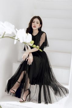 Milleri A-line Round Neck Mesh Sheer Midi Dress | MEAN BLVD Elegant Sheer Midi Evening Dress, Chic A-line Evening Dress For Party Season, Black Sheer A-line Dress, Elegant Long Sheer Mesh Dress, Chic A-line Maxi Dress For Party Season, Chic Black A-line Evening Dress, Elegant A-line Maxi Dress With Sheer Details, Elegant Sheer Midi Cocktail Dress, Elegant Sheer A-line Maxi Dress