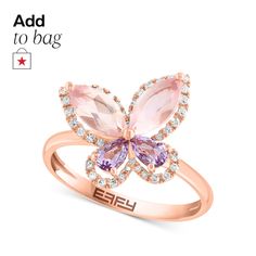 in stock Bath And Body Works Perfume, Quartz Pink, Gold Sign, 14k Rose Gold Ring, Butterfly Ring, Pink Amethyst, Prada Handbags, Pink Ring, Pink Quartz