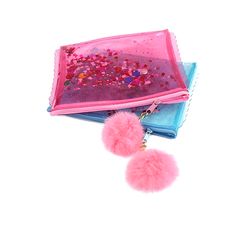 Add a touch of fun with these chic and modern clutches which can also be used as a make up bag. It is lightweight, easy to carry, and it has lots of glitter. Available in two colors: Pink and Blue Pom Pom included Zipper closure Dimensions: 6" x 8" Non liquid glitter Durable plastic Trendy Pink Clutch With Zipper Pouch, Trendy Pink Clutch Cosmetic Bag, Party Cosmetic Zipper Pouch Bag, Trendy Party Bag With Zipper Pouch, Trendy Clutch Pouch For Personal Use, Trendy Pouch Clutch For Personal Use, Modern Clutch, Blue Pom Pom, Make Up Bag