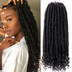 PRICES MAY VARY. 【Goddess Locs Hair Material】: 100% Handmade by professional braid stylists. no frizz, no chemicals, shedding free, tangle free, curly crochet hair extension for black women. 【Size & Color】:12 inches long,1B,60g/pack, 20 Roots/pack, 6 packs/lot, Normal this is enough hair to complete you install. 【Goddess Locs Crochet Hair Advantages】: Made with 100% high quality low temperature hot water setting synthetic fiber, super soft and silky, itch free, shedding free, no chemicals, no sm Straight Faux Locs, Black Women Crochet, Soft Faux Locs, Goddess Locs Crochet, Faux Locs Crochet, Synthetic Braiding Hair, Braiding Hair Extensions, Hair For Black Women, Curly Crochet Hair Styles