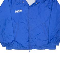 Item is in good used condition. >Size: L >Armpit To Armpit: 34" >Armpit To Cuff: 21" >Collar To Hem: 28" 90s Blue Windbreaker For Streetwear, Casual Blue Outerwear For Sports Events, Casual Blue Windbreaker For Streetwear, Casual Blue Sports Windbreaker, Casual Blue Windbreaker For Sports, 90s Blue Sports Outerwear, 90s Style Blue Sports Outerwear, 90s Style Blue Outerwear For Streetwear, 90s Mens