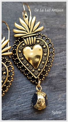 Elegant Heart-shaped Brass Jewelry, Elegant Brass Jewelry With Heart Charm, Elegant Brass Heart-shaped Jewelry, Gold Brass Plug Earrings For Wedding, Traditional Heart-shaped Jewelry For Festive Occasions, Gold Metal Earrings With Heart Charm, Wedding Metal Heart Earrings, Pierced Jewelry For Wedding On Valentine's Day, Elegant Brass Jewelry For Valentine's Day