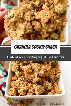 Homemade Chunky Granola, Cookie Dough Granola, Granola Cookies Recipe, Granola Chunks, Healthy Homemade Granola Recipe, Crunchy Snacks, Homemade Granola Healthy, Iced Oatmeal Cookies