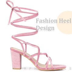 This fashionable and simple summer evening sandal has a lace-up design and a chunky heel to help shape your legs. You can wear them with many outfits like jeans, pants or a skirt. This sandal adopts a thick heel design, which is not only stable and comfortable, but also instantly enhances the overall fashion sense! Coupled with the exquisite straps, it is simply the decoration for the ankle! This sandal is also very versatile! Whether paired with a skirt or jeans, it can be easily worn. And the Summer Evening Lace-up Sandals With Heel Strap, Strappy Lace-up Sandals For Spring Party, Pink Adjustable Heels For Party, Trendy Adjustable Strappy Heels, Adjustable Pink Heels For Party, Summer Party Lace-up Sandals With Heel Strap, Trendy Adjustable Lace-up Sandals For Party, Trendy Open Toe Lace-up Sandals With Padded Heel, Chic Adjustable Block Heels For Summer