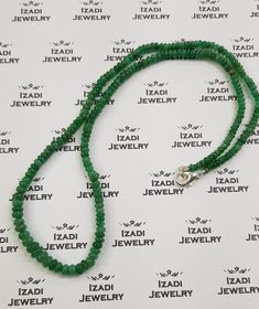 100% natural emerald Handmade item Necklace length: 47 cm Materials: Gemstone Gemstone: Emerald Chain style: Bead Recycled Description Emerald Smooth Rondelle Beads Necklace 100 % Natural Size : 3.4 mm - 4.5 mm Net Weight :55 Cts package gift ✦ Perfect Setting ✦ EG lab certification! ✦ Gift box ✦ DHL ex free insured shipping ✶✶ SHINE BRIGHT WITH A DIAMOND ✶✶ We create luxury handmade jewelry just for you, using the best quality diamonds, gemstones and gold. With more than 30 years of experience, Gift Rondelle Emerald Necklace With Natural Stones, Rondelle Emerald Necklace For Gift, Emerald Beaded Necklace As A Gift, Emerald Necklace With Round Gemstone Beads As Gift, Emerald Necklace With Round Beads For Gift, Emerald Necklace With Round Gemstone Beads For Gifts, Single Strand Emerald Necklace As Gift, Green Rondelle Emerald Necklace For Gift, Green Rondelle Emerald Necklace As Gift