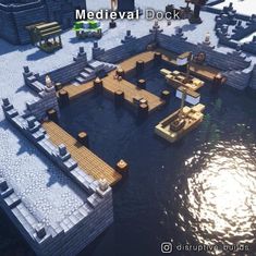 Ship Dock Minecraft, Minecraft Medieval Boat Dock, Minecraft Medieval Blueprints, Minecraft Marina Ideas, Minecraft Boat Dock Design, Minecraft Medieval Dock Ideas, Minecraft Medieval City Ideas, Minecraft City Buildings Medieval, Dock Design Minecraft