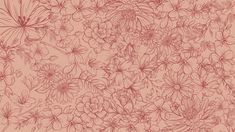 an image of a flower pattern on a pink wallpaper background with red flowers and leaves