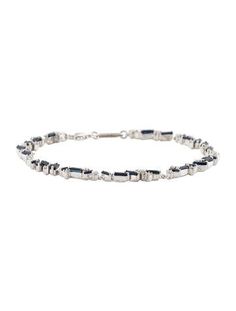 Rhodium-Plated 18K White GoldFeaturing 3.05 Carat Baguette Sapphire Luxury White Baguette Cut Bracelet, Timeless Diamond-accented Baguette-cut Bracelets, Silver Baguette-cut Diamond Tennis Bracelet, Timeless White Baguette-cut Bracelet, Gold Cubic Zirconia Baguette-cut Bracelet, Suzanne Kalan, Sapphire Diamond, Rhodium Plated, Diamond Bracelet