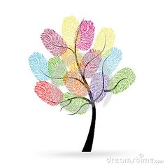 colorful tree with leaves on white background