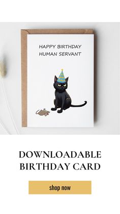 DOWNLOADABLE Cat Birthday Card