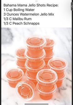 orange jello cups stacked on top of each other with text overlaying them