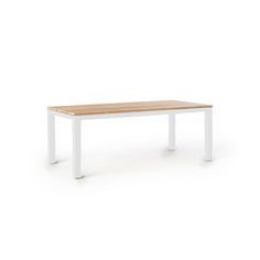 a white and wood table on a white background with no one around it or someone else