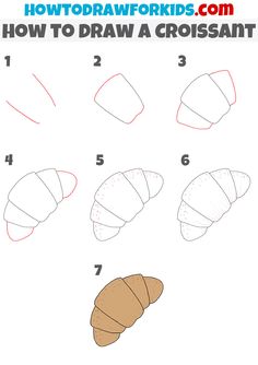 how to draw a croissant step by step instructions for kids and beginners