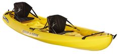 a yellow kayak with two seats attached to it