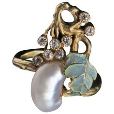 For Sale on 1stdibs - An exceptional Art Nouveau ring in the manner of Georges Fouquet. . The baroque-shaped natural pearl measuring approximately 11.3 x 7.6 mm. Ring Size: Georges Fouquet, Luxury Objects, Bijoux Art Deco, Harry Potter Disney, 1st Dibs, Vintage Jewlery, Nouveau Jewelry