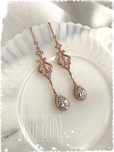 Rose Gold Bridal Crystal Tear Drop Earrings-Art Deco Boho Vintage Wedding Cubic Zirconia Swarovski Pearl Chandelier Earrings-"BELLE luxe" Elegant Rose Gold Chandelier Earrings For Party, Rose Gold Dangle Chandelier Earrings For Formal Events, Formal Rose Gold Chandelier Earrings For Pierced Ears, Elegant Gold Teardrop Chandelier Earrings, Elegant Rose Gold Dangle Chandelier Earrings, Elegant Rose Gold Chandelier Earrings For Weddings, Elegant Rose Gold Chandelier Earrings, Rose Gold Crystal Chandelier Dangle Earrings, Rose Gold Drop Crystal Earrings For Wedding