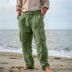 Season:Spring   Fall; Fabric:Linen Cotton Blend; Gender:Men's; Style:Casual,Fashion; Occasion:Daily,Going out,Outdoor; Fit Type:Regular Fit; Function:Breathable,Soft,Comfort; Waistline:Mid Waist; Pattern:Plain; Design:Straight Leg,Elastic Waist,Drawstring,Multi Pocket; Brand:OUKU; Pants Type:Trousers,Cargo Pants,Beach Pants,Linen Pants,Summer Pants; Fly Type:Elasticity,Drawstring; Front page:FF; Listing Date:07/12/2024; Hips:null; Length:null; Waist:null; Fit US Size:null; Fit UK Size:null; Fit Casual Khaki Beach Bottoms, Casual Khaki Bottoms For Beach Season, Solid Parachute Pants For Summer Outdoor, Summer Outdoor Solid Color Parachute Pants, Khaki Bottoms With Pockets For Beach, Casual Cotton Parachute Pants For Vacation, Khaki Beach Bottoms With Pockets, Beach Pants With Pockets In Khaki, Beach Khaki Pants With Pockets