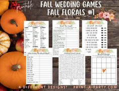 fall wedding games with pumpkins and flowers