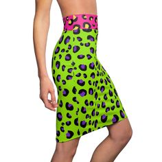 Comfortable and soft, this high quality AOP pencil skirt is cut close to the body. Inspired by the freedom of creativity, it's perfect for standing out in any occasion. .: 95% Polyester 5% Spandex .: Mid waist fit .: Printed on care label in black color .: White thread color Neon Leopard Print, Body Inspired, Womens Pencil Skirts, Leggings Casual, The Shining, Care Label, Print Store, Cool Things To Buy, Black Color