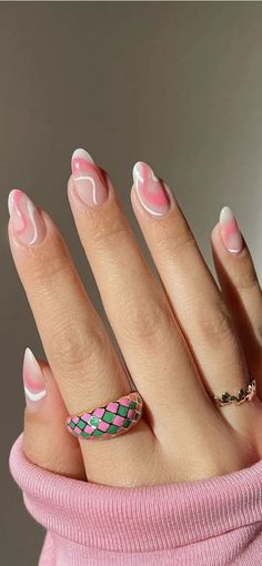 Cute Aesthetic Almond Nails, Birthday Nails Almond Shape, Modern Nail Designs, Almond Nails Pink, Rounded Acrylic Nails, Spring Break Nails, February Nails, Simple Gel Nails, Casual Nails